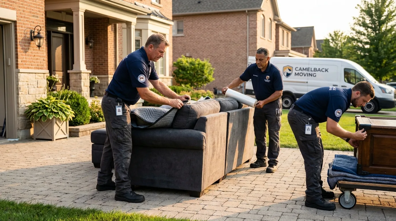 Large estate moving crew wrapping furniture in Hammond, WI